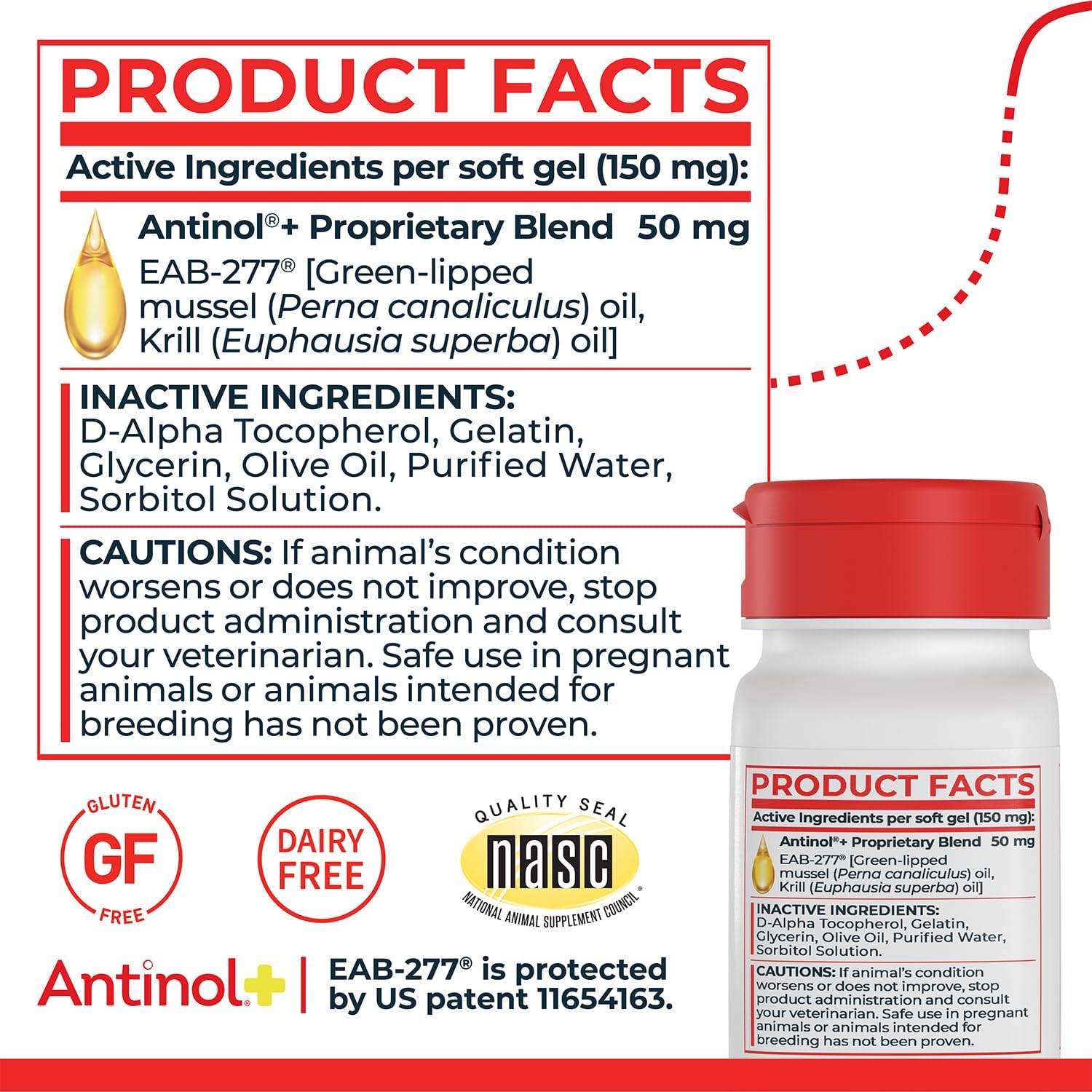 Antinol Plus, Mobility, Hip, and Joint Supplement for Dogs, Green-Lipped Mussels and Krill Oil - Dog Joint Supplement, Better and Faster Than Glucosamine and Chondroitin, 90 Soft Gels