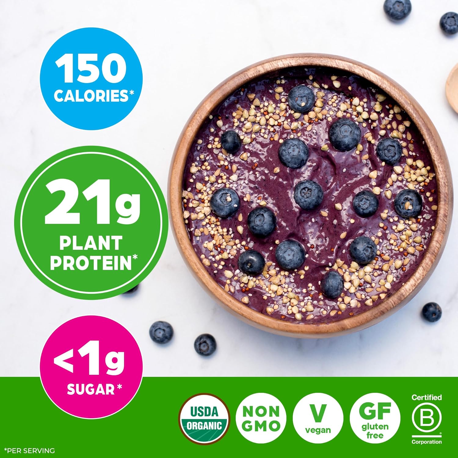 Orgain Organic Vegan Protein Powder, Vanilla Bean - 21g Plant Protein, 5g Prebiotic Fiber, Low Carb, No Lactose Ingredients, No Added Sugar, Non-GMO, For Shakes & Smoothies, 10 Travel Packs