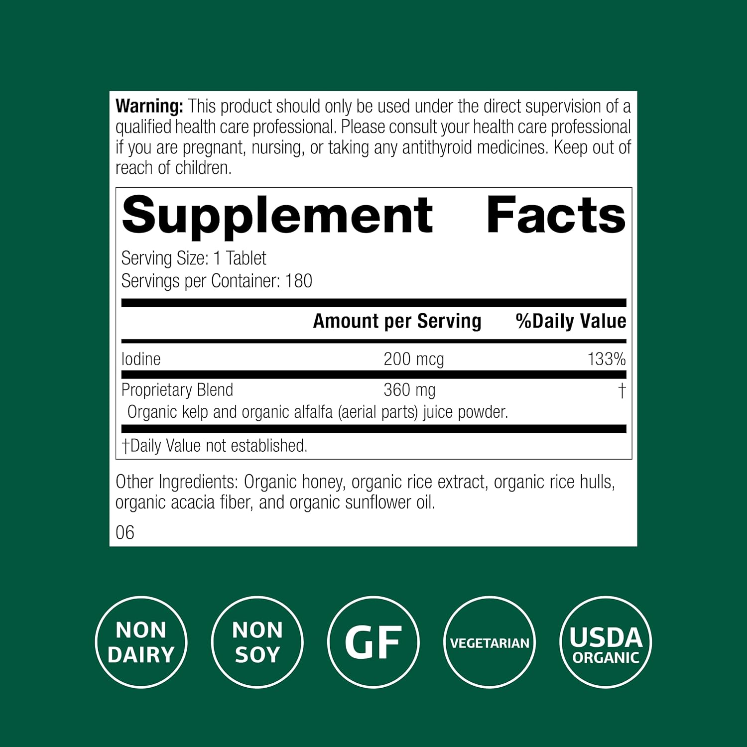 Standard Process Organically Bound Minerals - Supports Thyroid Function & Nervous System Health - Contains Iodine from Alfalfa & Kelp - Gluten-Free, Non-Dairy & USDA Organic - 180 Tablets