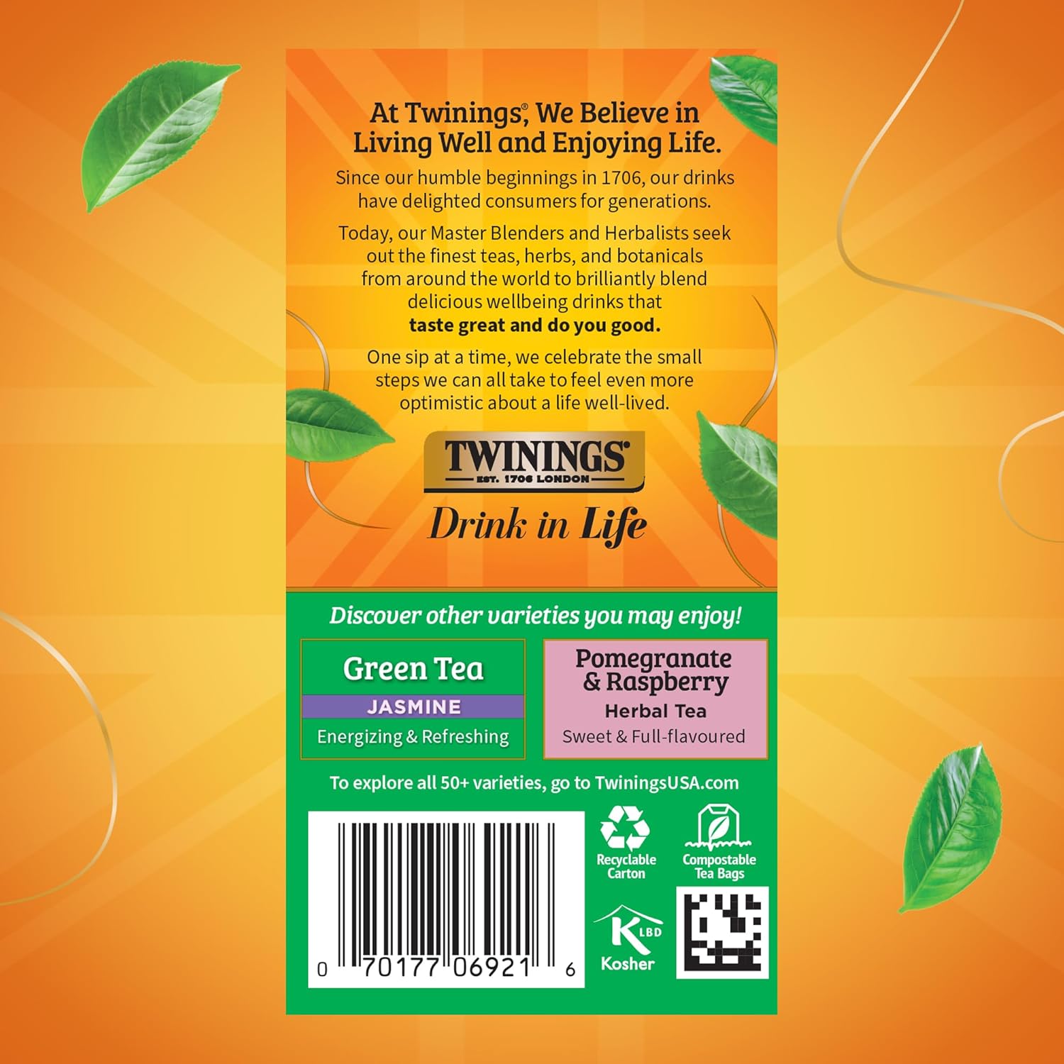 Twinings Green Tea with Pomegranate, Raspberry, & Strawberry Individually Wrapped Bags, 20 Count (Pack of 2), Caffeinated, Enjoy Hot or Iced, 20 Teabags