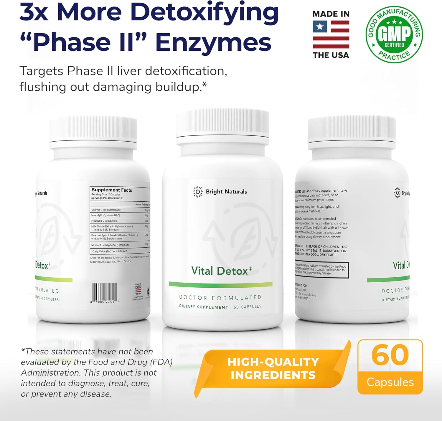 Vital Detox Liver Supplement - First Enzyme-Focused Liver Health Formula - Contains NAC with Milk Thistle, Sulforaphane, and More, 30 Servings