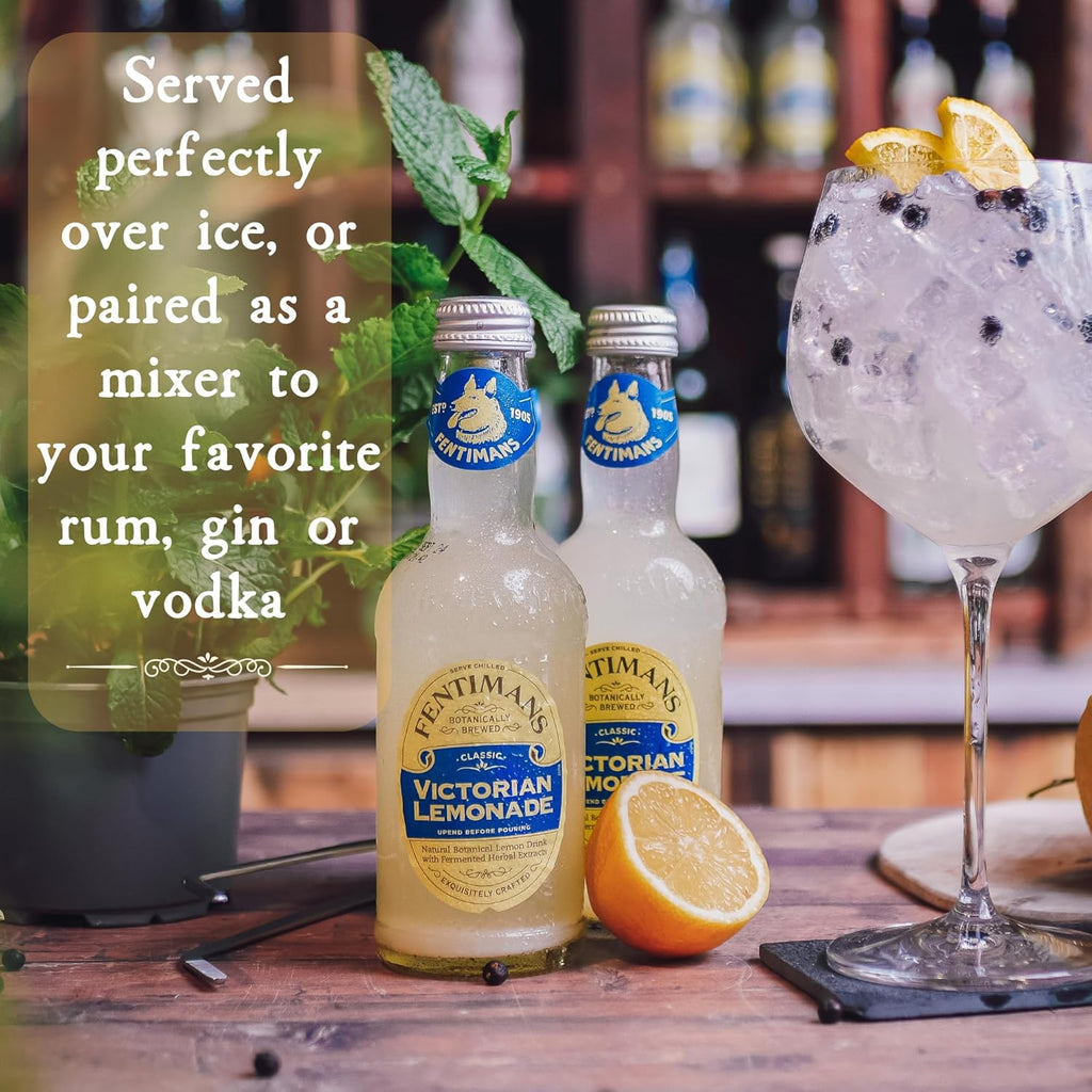 Fentimans Sparkling Victorian Lemonade - Lemon Sparkling Water, Great Over Ice or as Mixer, All Natural Ingredients, Craft Soda, Botanically Brewed - 9.3 Fl Oz (Pack of 12)