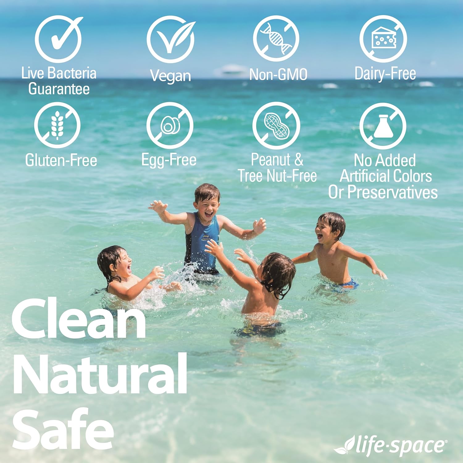 Life-Space Children Immune Support Probiotic, Clinically Proven to Relieve Common Cold Symptoms, 12 Billion CFU, 6 In1 Kids Probiotic for Digestive & Immune Health, 2 Month Serving, 60 Grams