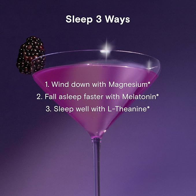 Moon Juice - Sleepy Magnesi-Om, BlackBerry - Sticks (14 Servings) - Support Sleep Fast & Deep - Plant Based Melatonin, Magnesium & L-Theanine - 100% Traceable - Vegan & Non GMO - 0.15 oz