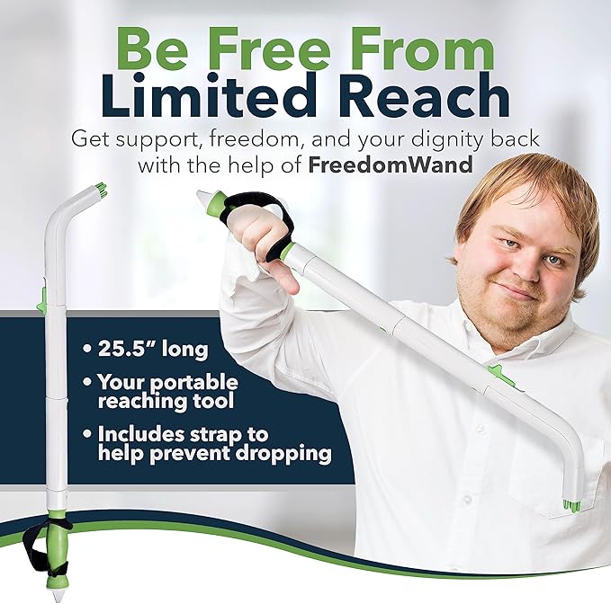 FreedomWand Multipurpose Toilet Aids - Wiping Aid Toileting for Women & Men, Butt Wiper Tool, Toilet Assist Device and Paper Extender, Ideal for Elderly, Disabled and Post Surgery Use - 25.5" Inch