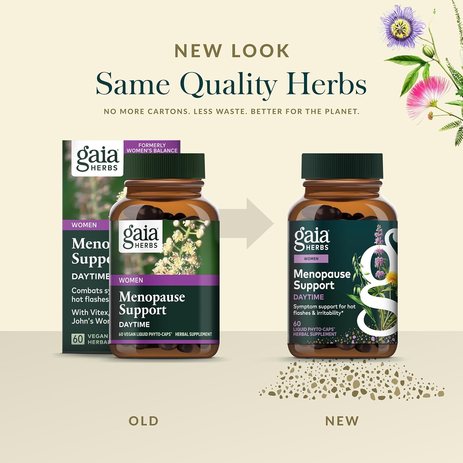 Gaia Herbs Menopause Support Daytime - Helps Maintain Hormone Balance and Well-Being for Women - with Vitex, Black Cohosh, St. John’s Wort, and Oats - 60 Vegan Liquid Phyto-Capsules (20-Day Supply)