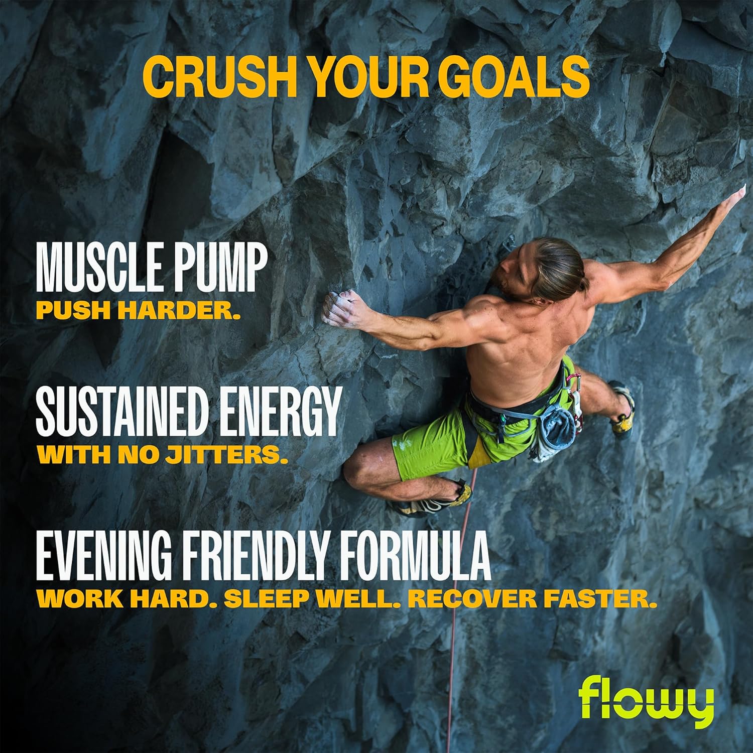 flowy Stim Free Pre Workout – Caffeine-Free Pump Supplement & Nitric Oxide Booster | L-Citrulline, All Natural Electrolytes for Hydration | Lemon Lime, 30 Servings