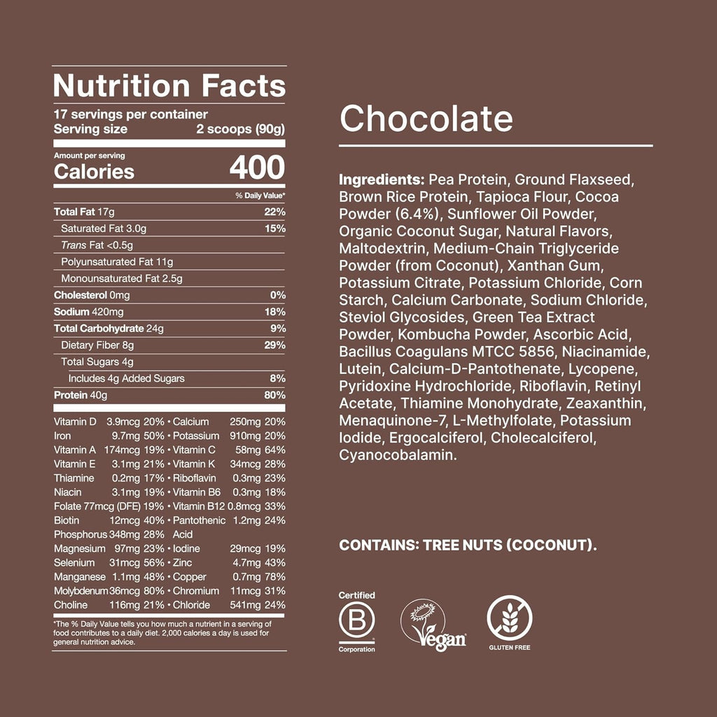 Huel Black Edition | Chocolate 40g Vegan Protein Powder | Nutritionally Complete Meal | 27 Vitamins and Minerals, Gluten Free | 17 Servings