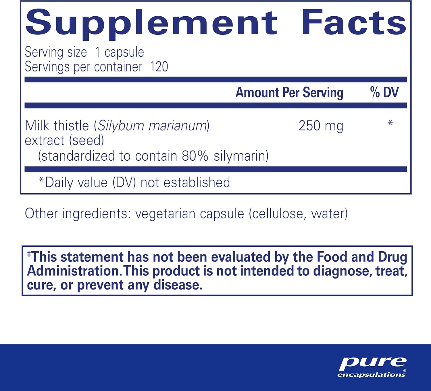 Pure Encapsulations Silymarin - 250 mg Milk Thistle Per Capsule - Liver Health Support - Antioxidants Supplement - Non-GMO & Vegan - 120 Capsules