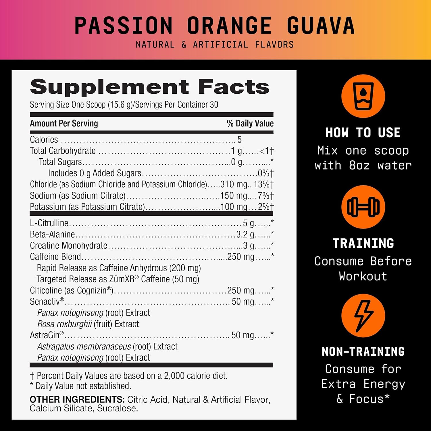 BEYOND RAW LIT V2 Clinical Strength Pre Workout Powder, Hits Harder, Bigger Pumps, Caffeine, L-Citrulline, Creatine, Passion Orange Guava, 30 Servings