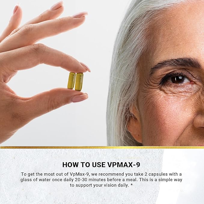 Golden After 50 VpMax-9 - Sight Care and Antioxidant Supplement with Eye Vitamins, Lutein, Lycopene and Bilberry Extract - 60 Gelatin Capsules