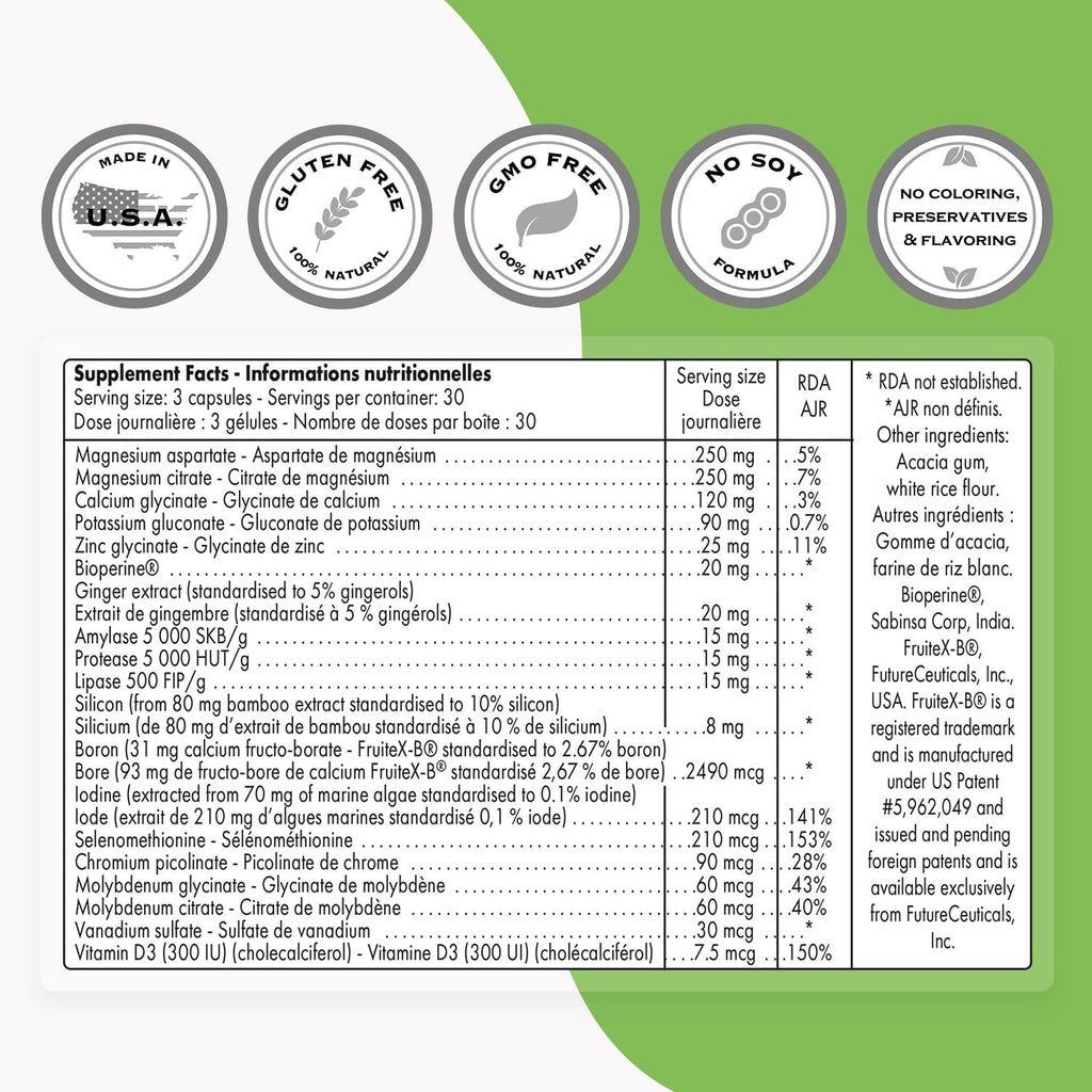 SuperSmart - Multimineral Complex Supplement (Full Spectrum) - with Magnesium, Zinc, Boron, Calcium, Chromium, Selenium, Iodine, Potassium | Non-GMO & Gluten Free - 90 Vegetarian Capsules