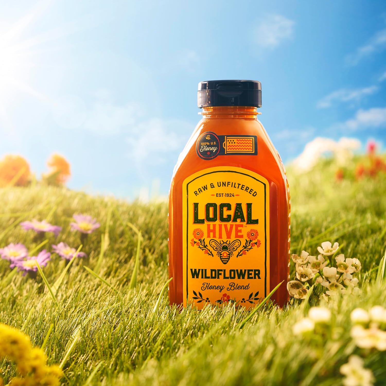 Local Hive Wildflower Raw & Unfiltered – 16 oz | 100% Pure U.S. Honey | Natural Sweetener Sourced from American Bees & Beekeepers | Premium Wildflower Blend | Ideal for Tea, Baking & Cooking