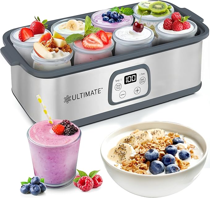 Ultimate Probiotic Yogurt Maker with Adjustable Temperature & Time Control - Make Trillions of Live Probiotics & Get Better Gut Health - ULTIMATE LIFETIME WARRANTY - Wellness Gifts for Men & Women