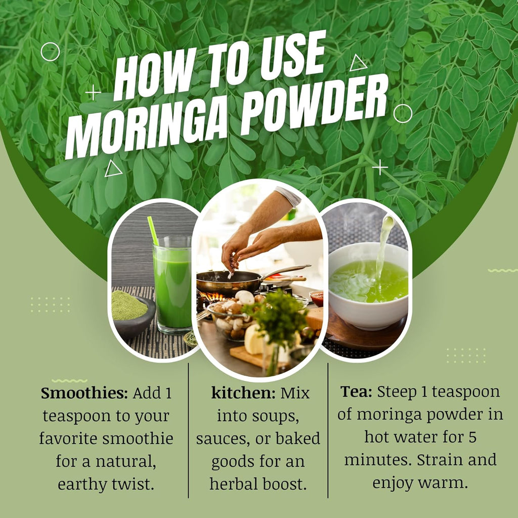 Moringa Leaf Powder Leaves oleifera Pure Premium Indian Powder Natural Fresh Morning Drink Vitamins and Immune Vitamin Superfoods 5.3oz Pack