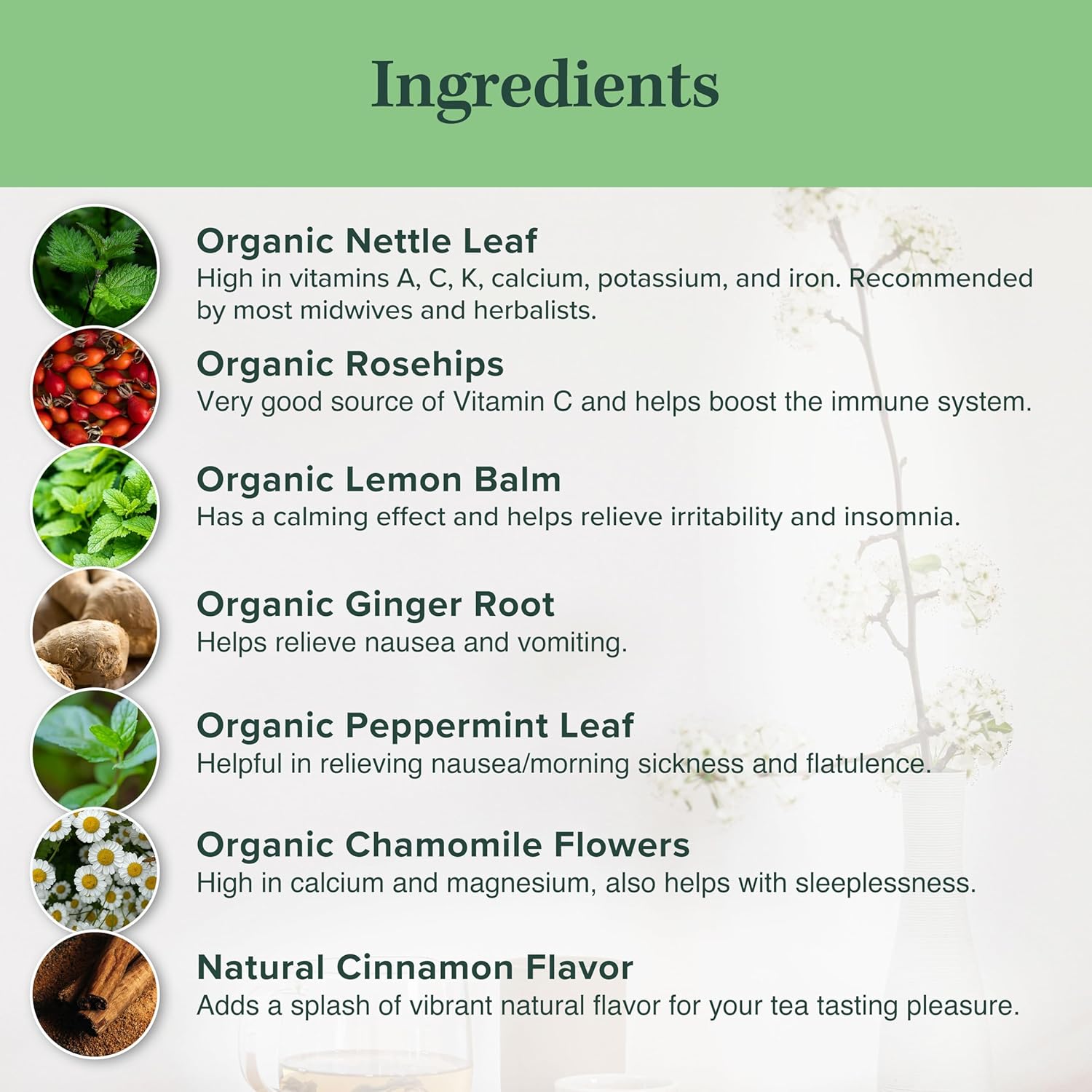 Jade Tea - Organic First Trimester Tea - Nurturing Pregnancy Tea | First Bloom | Gentle Morning Sickness Relief & Foundational Prenatal Nutrition | Caffeine-Free | Made In USA (Cinnamon)