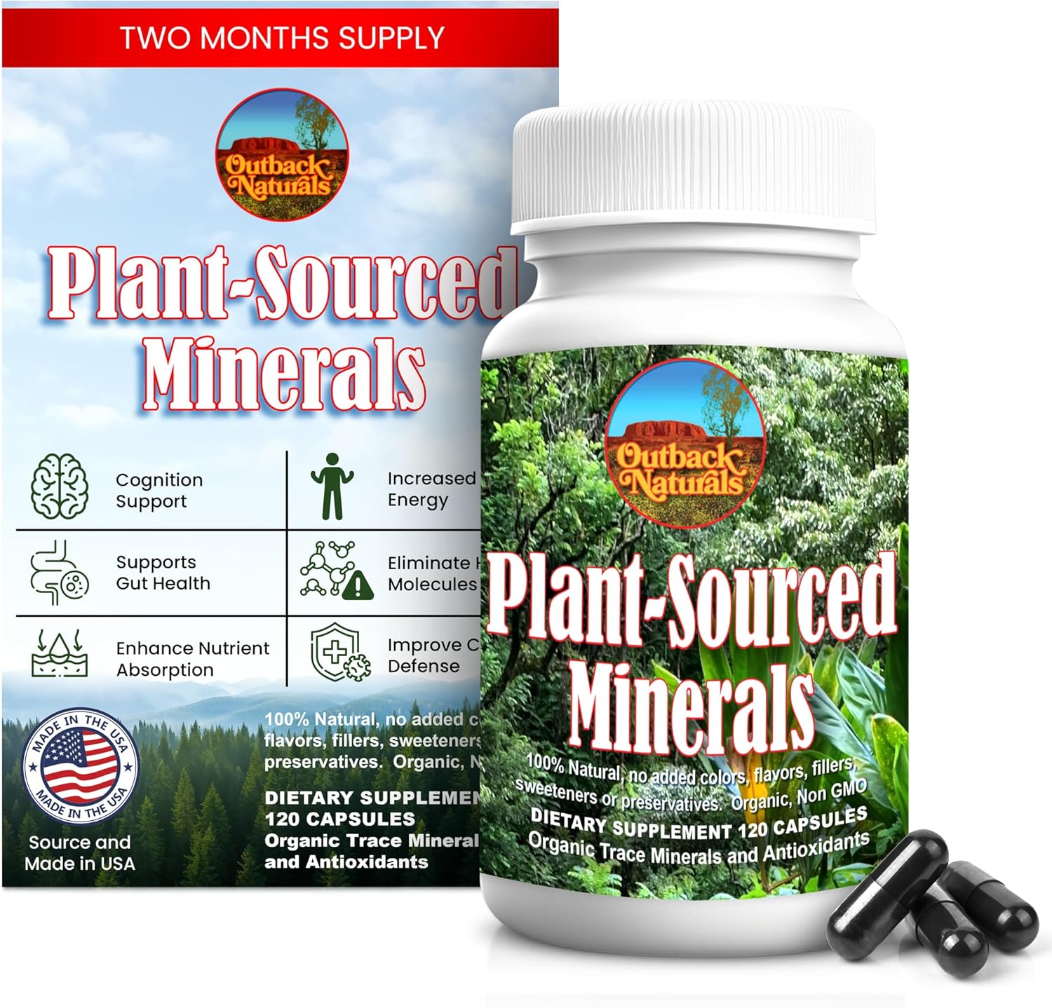 Fulvic Humic Mineral Blend of Plant-Sourced Trace Minerals, Electrolytes, Gut Health, Cognitive & Immune Support, Pure Vitality Formula for Strength - 120 Capsules
