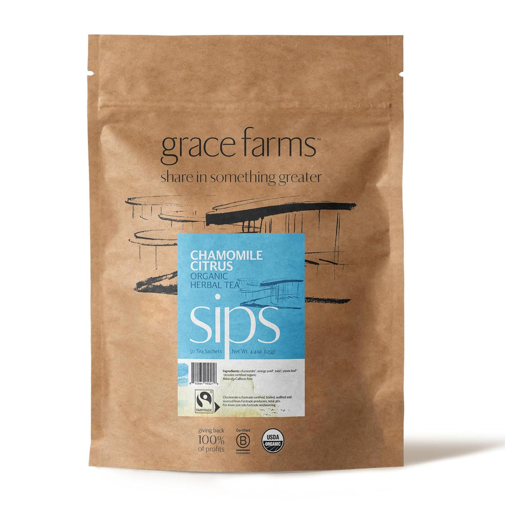 CHAMOMILE CITRUS Herbal Teas (50 Sachet Pouch) | Naturally Sweet, Calming and Caffeine Free |Organic, Fair Trade and Kosher Certified | Gives Back 100% of Profits