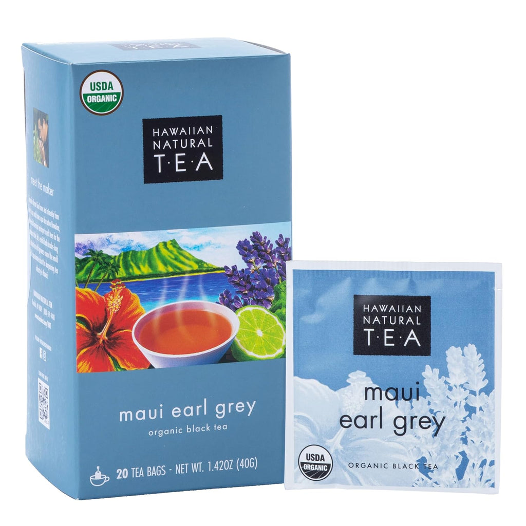 Hawaiian Natural Tea Organic Maui Lavender Earl Grey Bags - Premium Black Tea, Antioxidant Rich - 20 Bags
