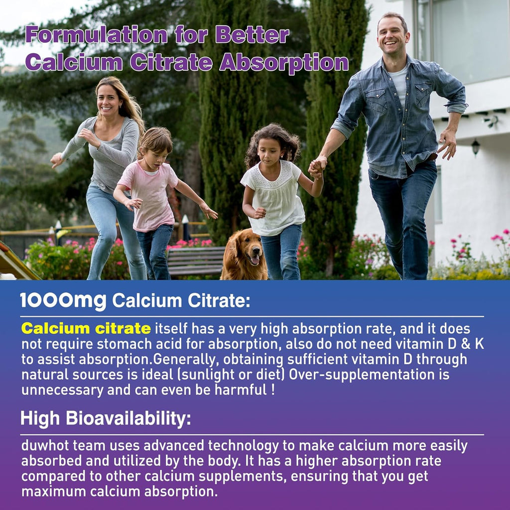 Calcium Citrate Gummies, Chewable Calcium Citrate 1000mg for Bone, Muscle & Immune Support, Ultimate Absorption Calcium Supplements for Women & Men, Blueberry, 60 Chews