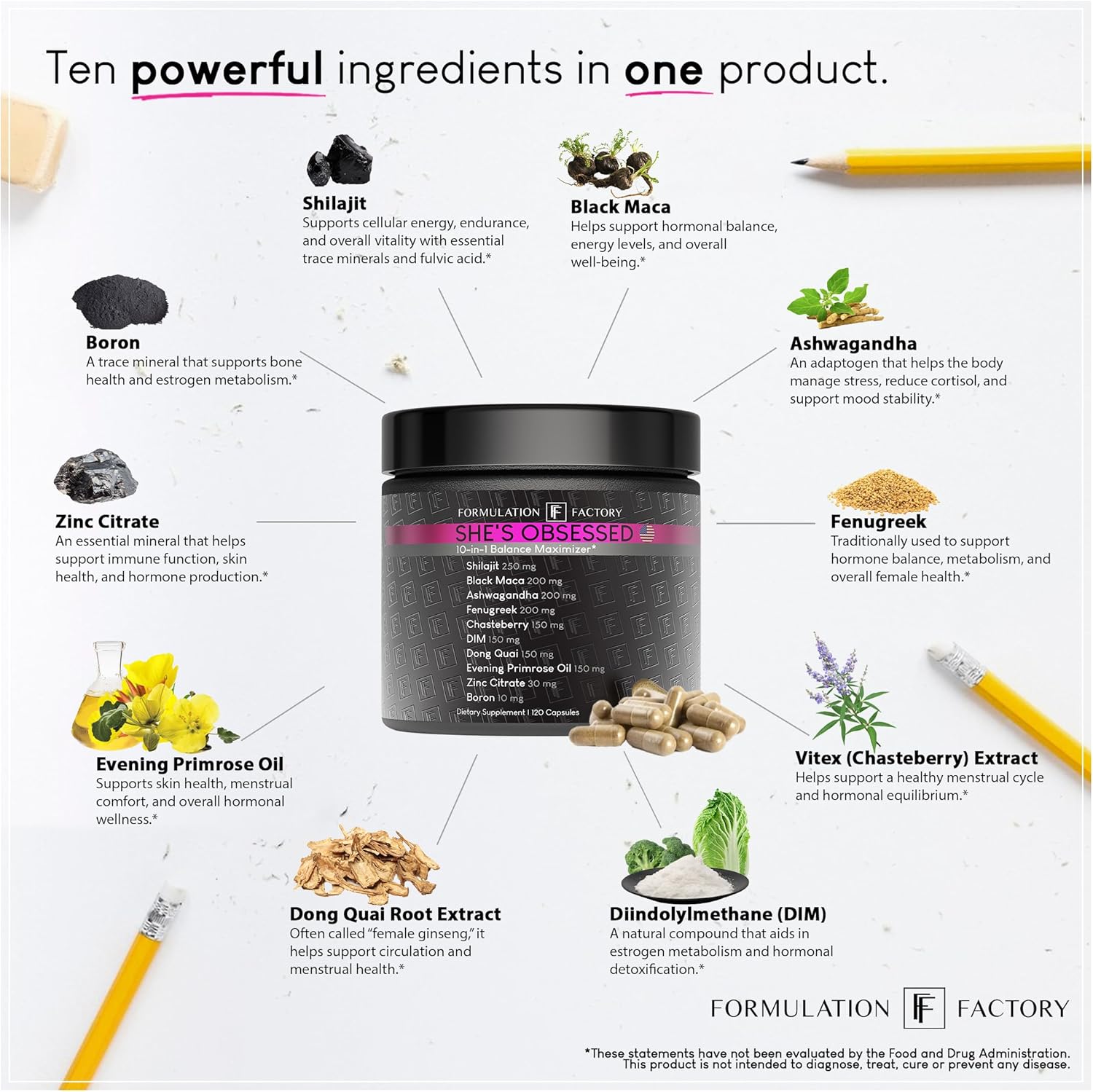 She's Obsessed: 10-in-1 Hormone Balance Maximizer with Shilajit, Maca, Ashwagandha, DIM, Dong Quai, Zinc & More for Vitality & Balance – 120 Capsules 2 Months