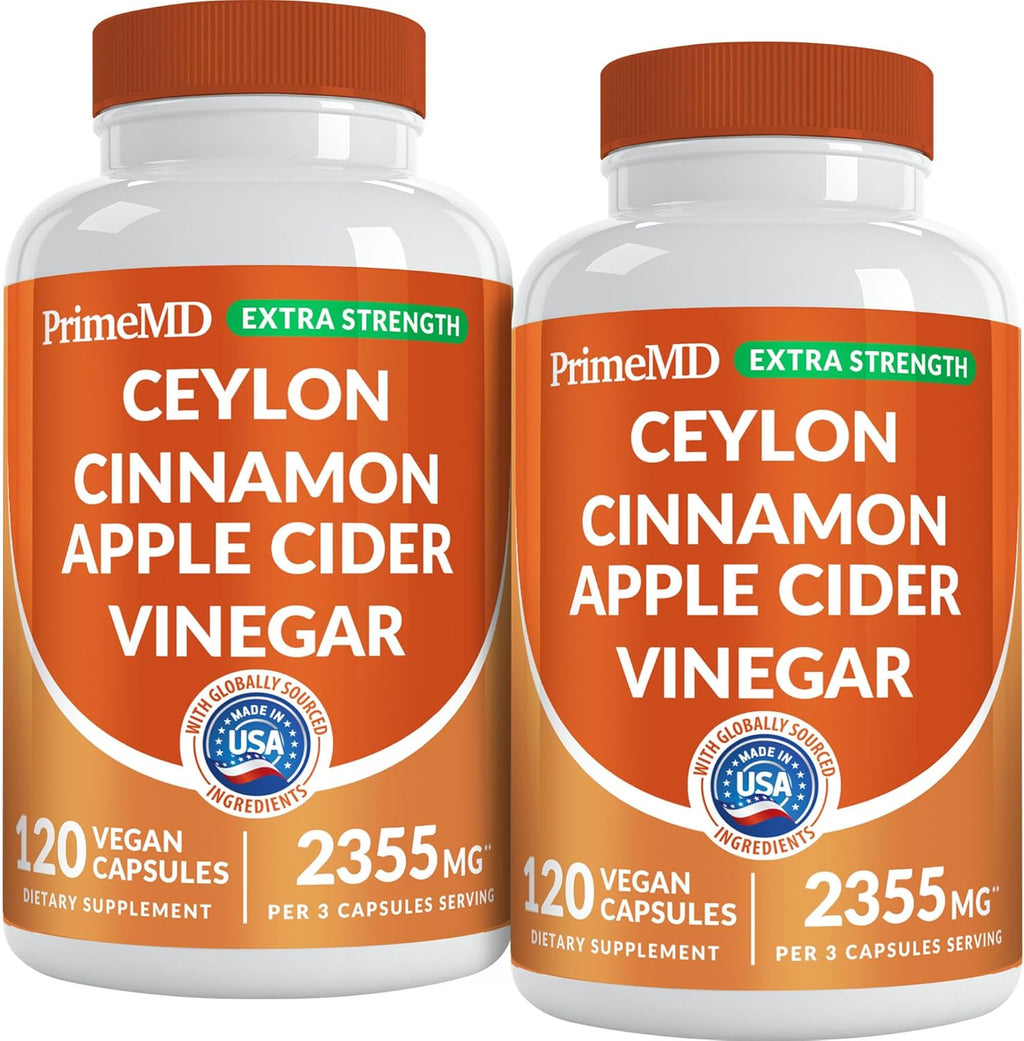 5-in-1 Ceylon Cinnamon Powder Extra Strength – Organic Ceylon Cinnamon Capsules with Turmeric, Apple Cider Vinegar, Korean Ginseng & BioPerine for Metabolism & Energy Support Pills (120 Ct, 2 Pack)