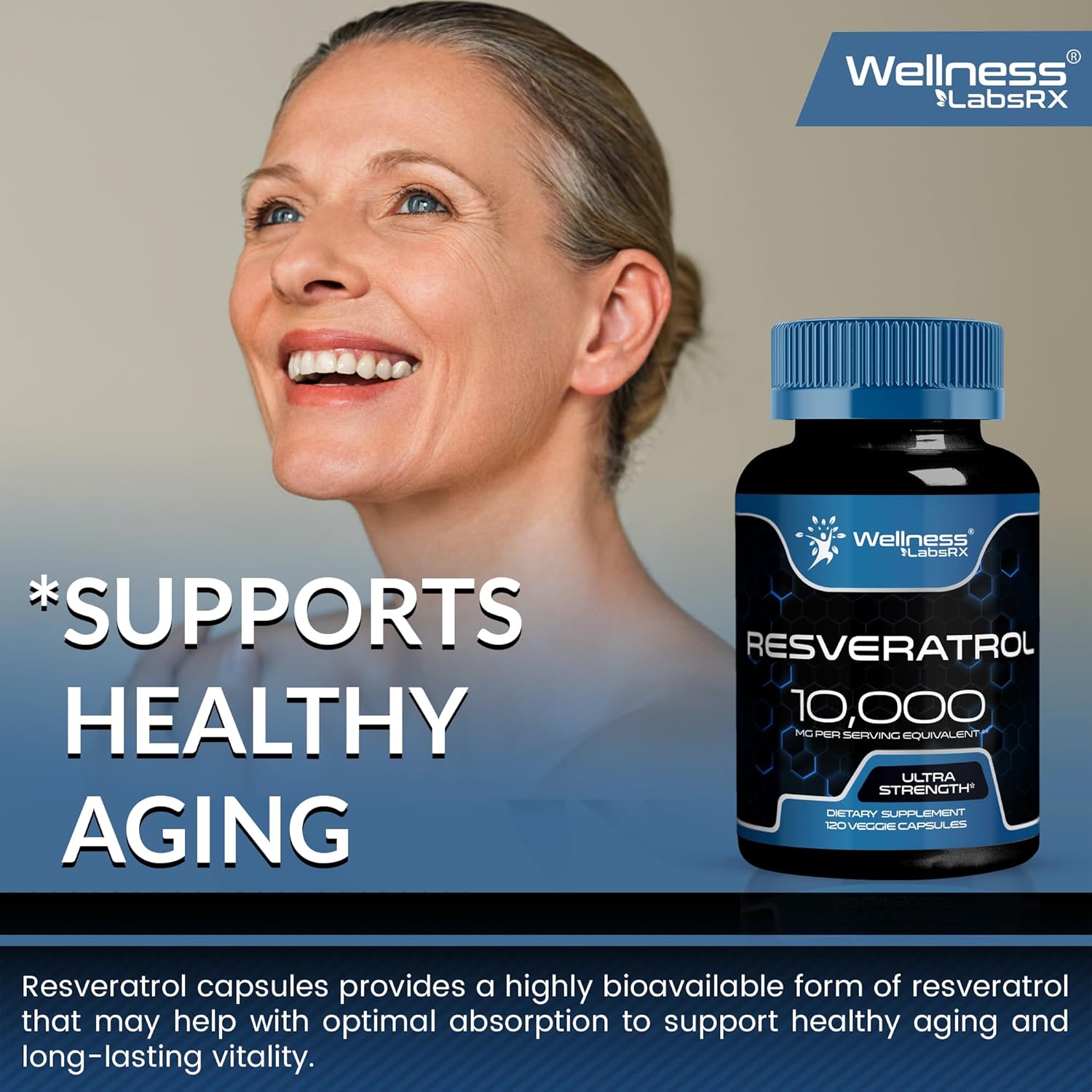Resveratrol 120 Capsules, Resveratrol Supplement, Resveratrol 1000mg Polygonum Root, Trans Resveratrol for Healthy Aging, Heart, Brain Health Support - Vegan, Keto
