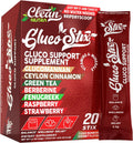 Clean Nutraceuticals Ceylon Cinnamon Powder, Green Tea Extract, Glucomannan, Berberine Supplement, Chromium Picolinate, Apple Cider Vinegar – Rainbow Sherbet Powder Sticks - 20 Count