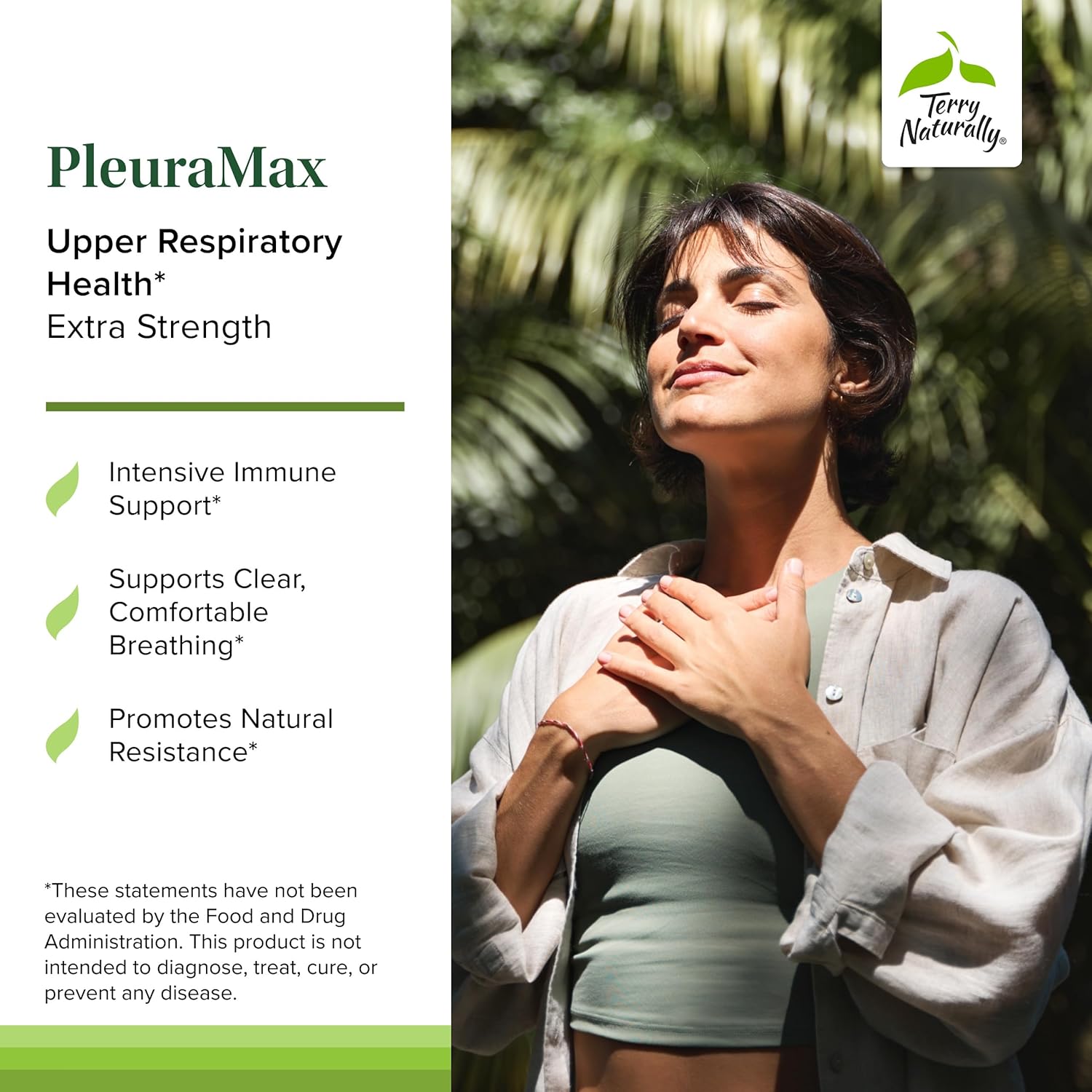 Terry Naturally PleuraMax Extra Strength - Upper Respiratory Health Supplement - Sourced from Oyster Mushrooms - Includes Vitamin C & Zinc for Immune Support - Vegan - 15 Capsules (15 Servings)