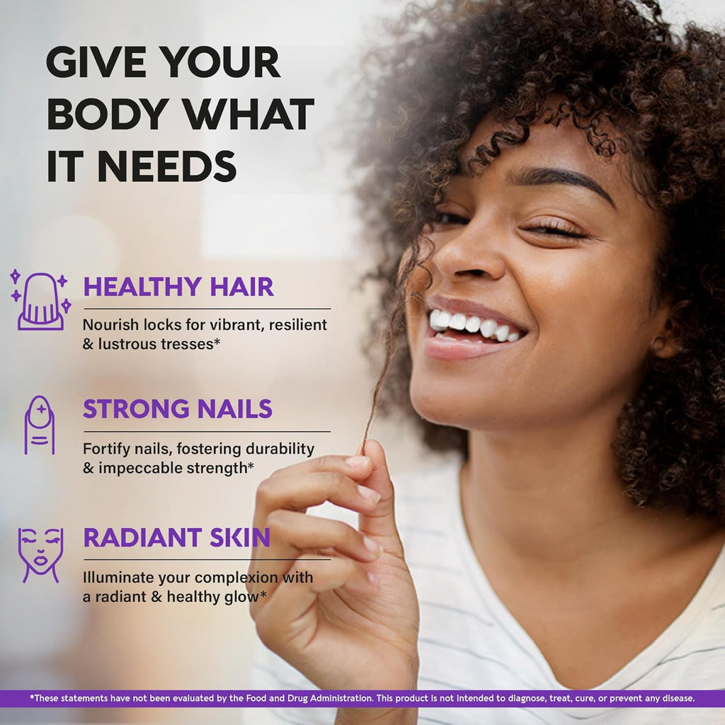 Biotin | Collagen | Keratin - Clinically Tested Supplement - Hair Growth Support, Skin & Nails - 25000 mcg Vitamins B2, B3, B6 & B7 + B1 & Hyaluronic Acid - Made in USA - Women & Men | 120 Capsules