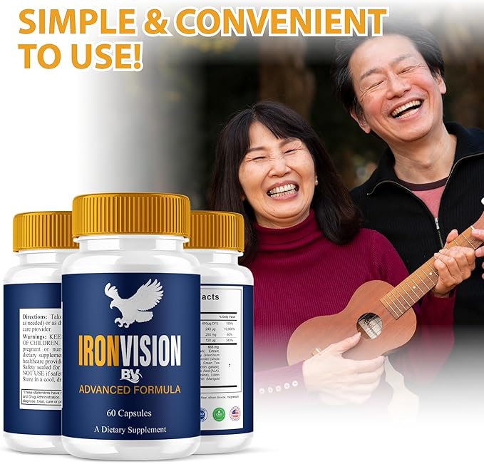 BLUE VIBE Iron Vision Advanced Eye Health Supplement, IronVision Max Strength Overall Vision & Wellness Supplement, Iron Vision Advanced Vision Support and Eye Health Pills (1 Pack - 60 Capsules)