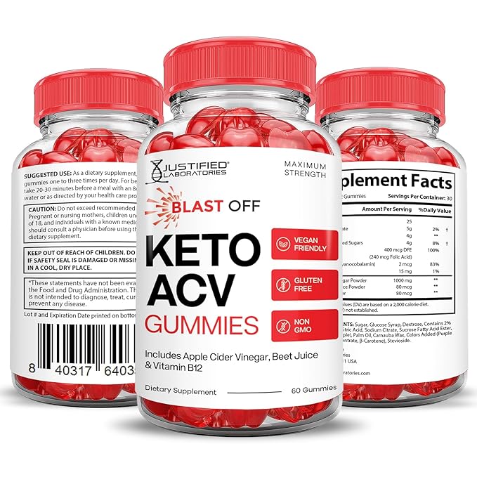 Blast Off Keto ACV Gummies Advanced Formula 1000MG Blast Keto Gummies Apple Cider Vinegar Formulated with Pomegranate Beet Juice Powder B12 Vegan Non GMO 60 Gummys