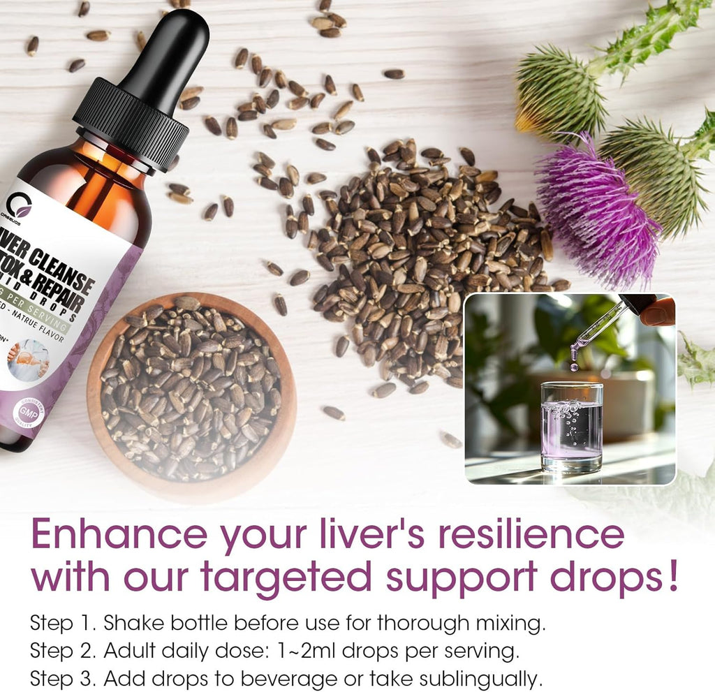 2 Pack Liver Cleanse Detox & Repair Liquid Drops with Milk Thistle, Artichoke Extract, Liver Supplement for Liver Cleanse & Detox, Antioxidant, Digestive Support,Vegan - 4 Fl Oz