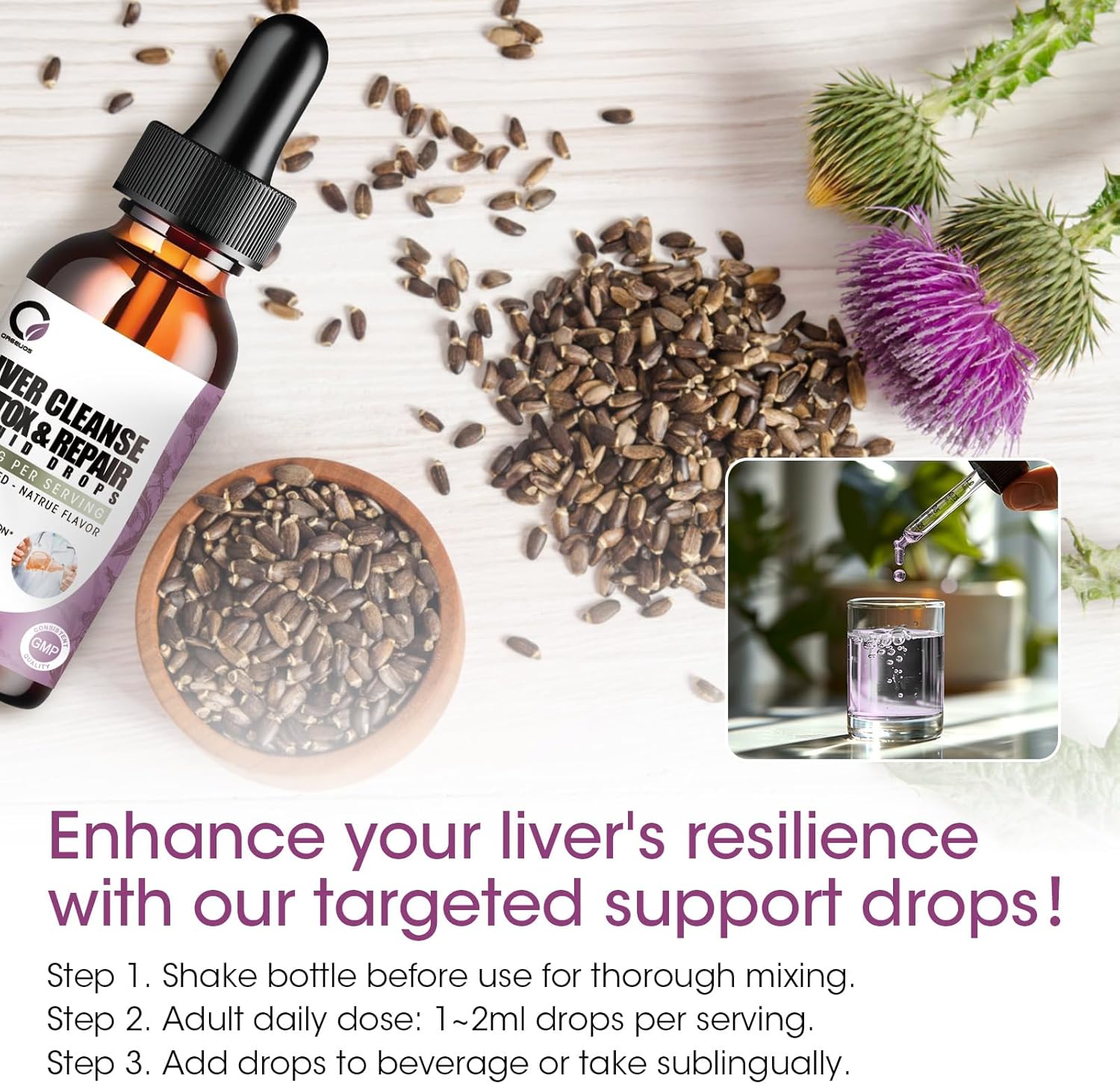 2 Pack Liver Cleanse Detox & Repair Liquid Drops with Milk Thistle, Artichoke Extract, Liver Supplement for Liver Cleanse & Detox, Antioxidant, Digestive Support,Vegan - 4 Fl Oz