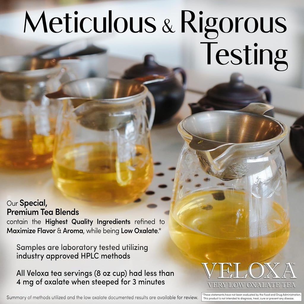 Veloxa™ Very Low Oxalate Tea (90 Pyramid Tea Bags (3 Cartons), Heavenly Low Oxalate Rooibos)