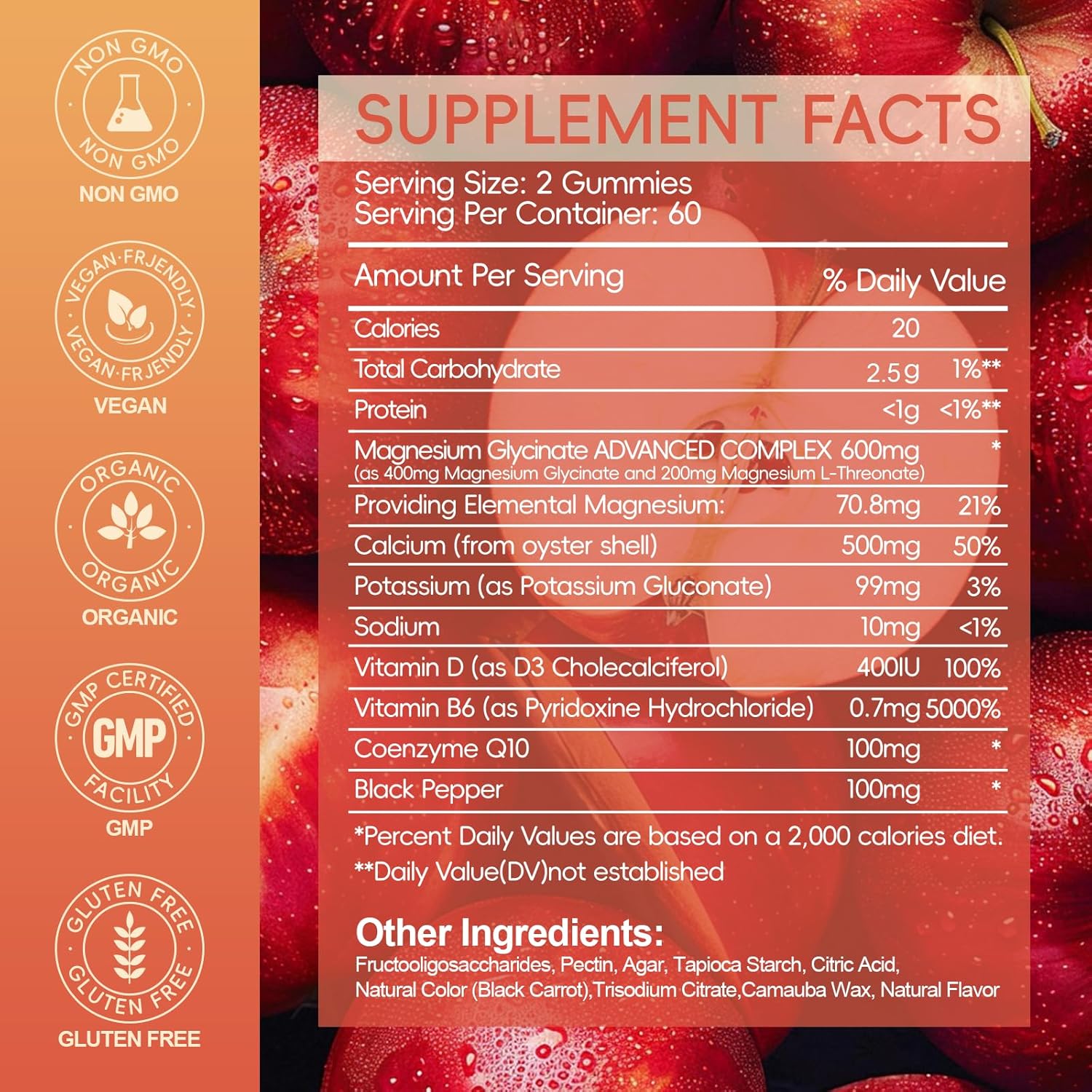 Magnesium Glycinate Gummies 600MG, Chewable Sugar Free Magnesium Citrate for Men & Women with L-Threonate, Vitamin B6, D3, Magnesium Supplements for Sleep, Body Support and Relaxation, 60 Day Supply