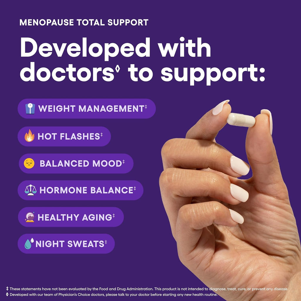 Physician's CHOICE Menopause Probiotic Supplement for Women - Supports Hormone Balance, Hot Flashes, Night Sweats, Weight Management, Bloating & Gut Health - with Black Cohosh, Resveratrol+ - 90ct