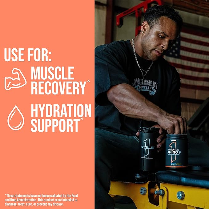 Rule 1 Essential Amino 9 – Recovery & Hydration Support with 7.5g of Essential Amino Acids + Electrolytes (30 Servings, Blue Razz Lemonade)