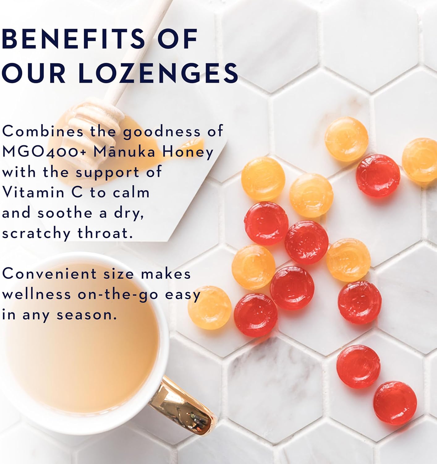 Manuka Health Manuka Honey Cough Drops – 58 Natural Lemon Flavored Throat Lozenges Infused with Raw Manuka Honey and Vitamin C for Immune Support