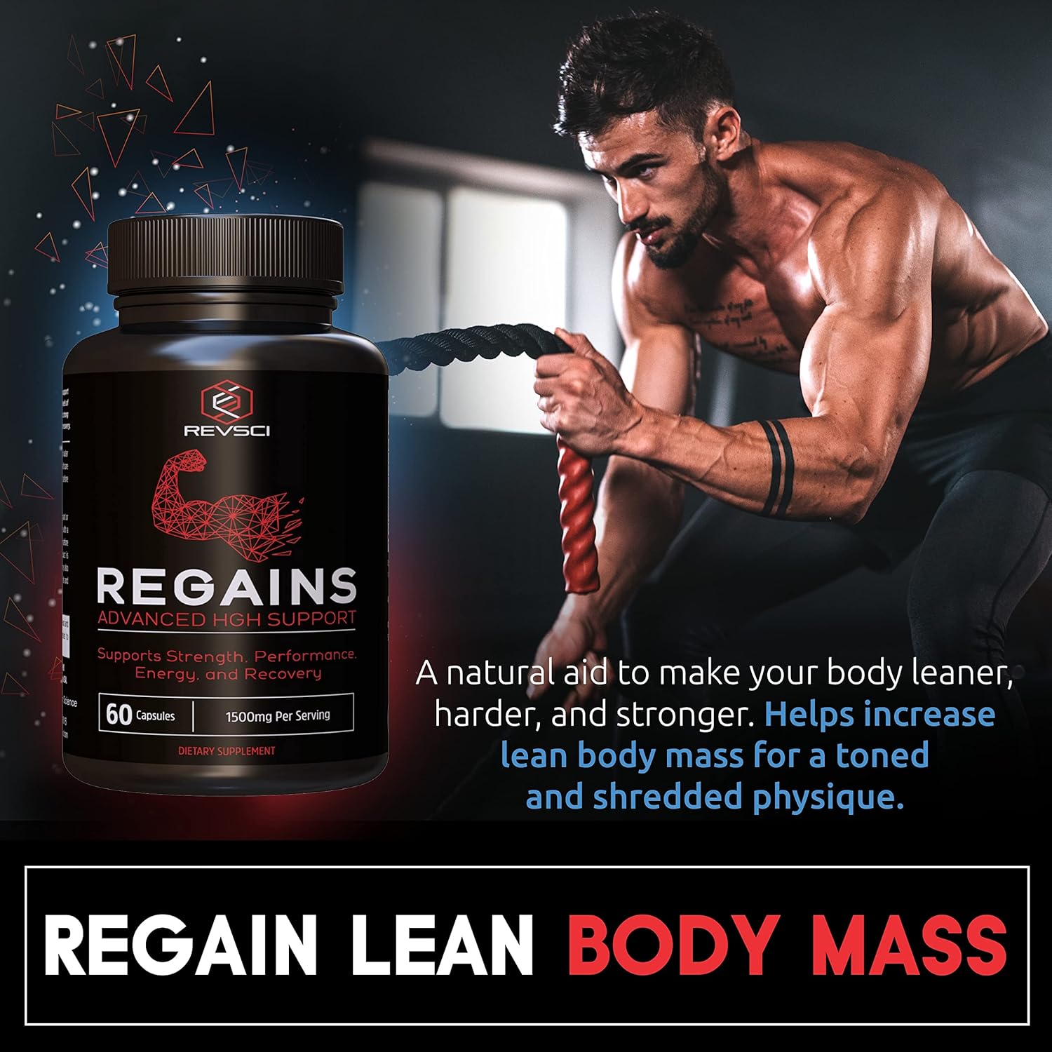 HGH Supplements for Men & Women - Regains Starter Pack, Natural Anabolic Muscle Growth Building GH & Human Growth Hormone for Men, Muscle Builder for Men, Muscle Recovery Supplement, 30 Protein Pills