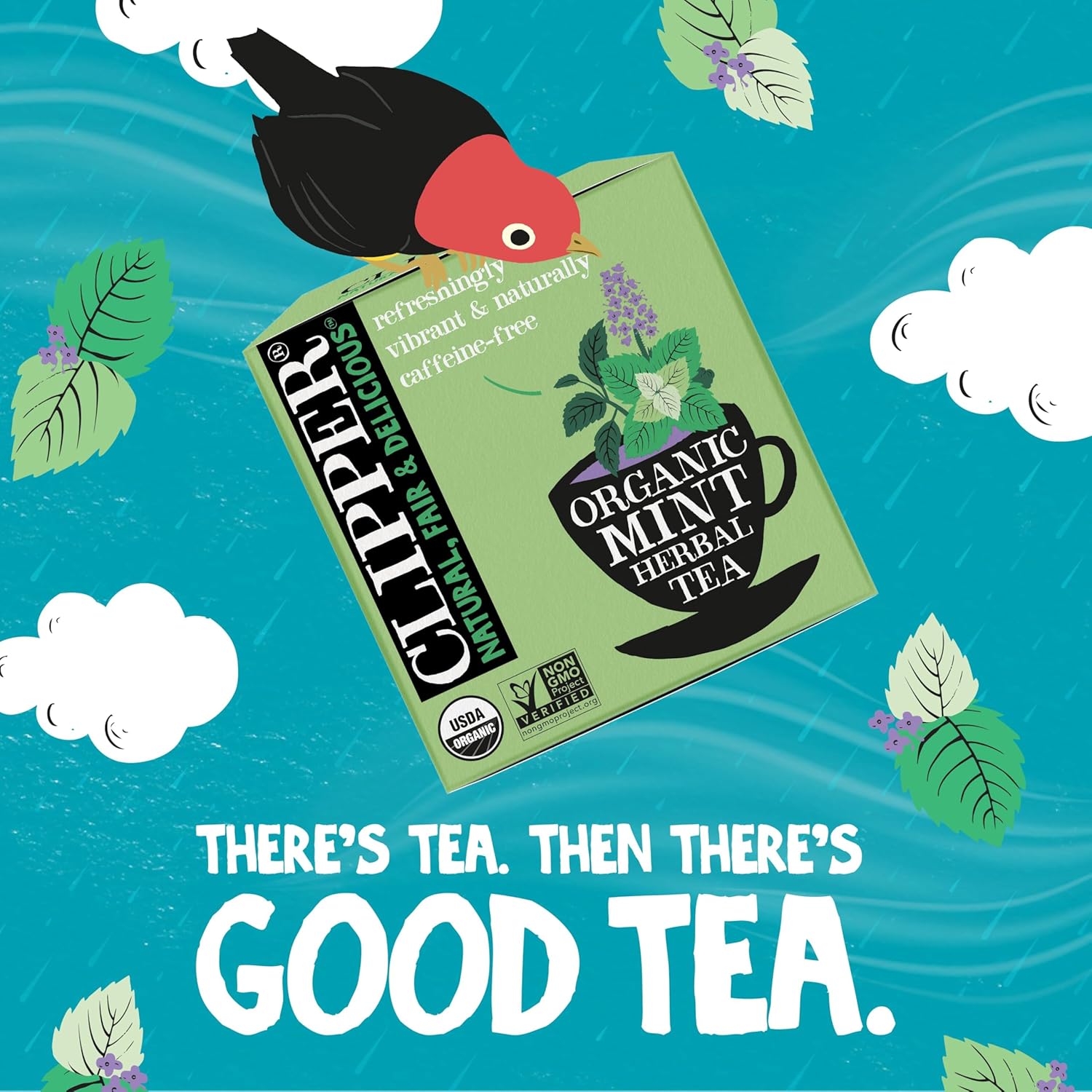 Clipper Tea Mint Herbal Teabags – Caffeine Free, USDA Organic, Great Hot or Iced – Refreshing, Natural, Fair & Delicious – 50 Tea Bags