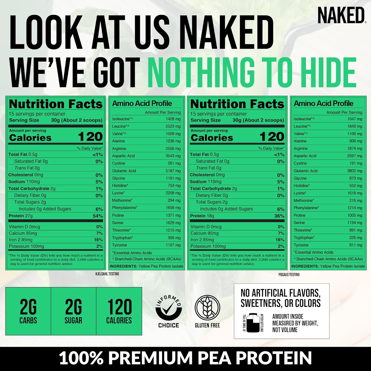 Naked Pea - Pea Protein Isolate - Plant Based, Vegetarian & Vegan Protein. Easy to Digest, Non-GMO, No Lactose, No Soy and Gluten Free - 15 Servings