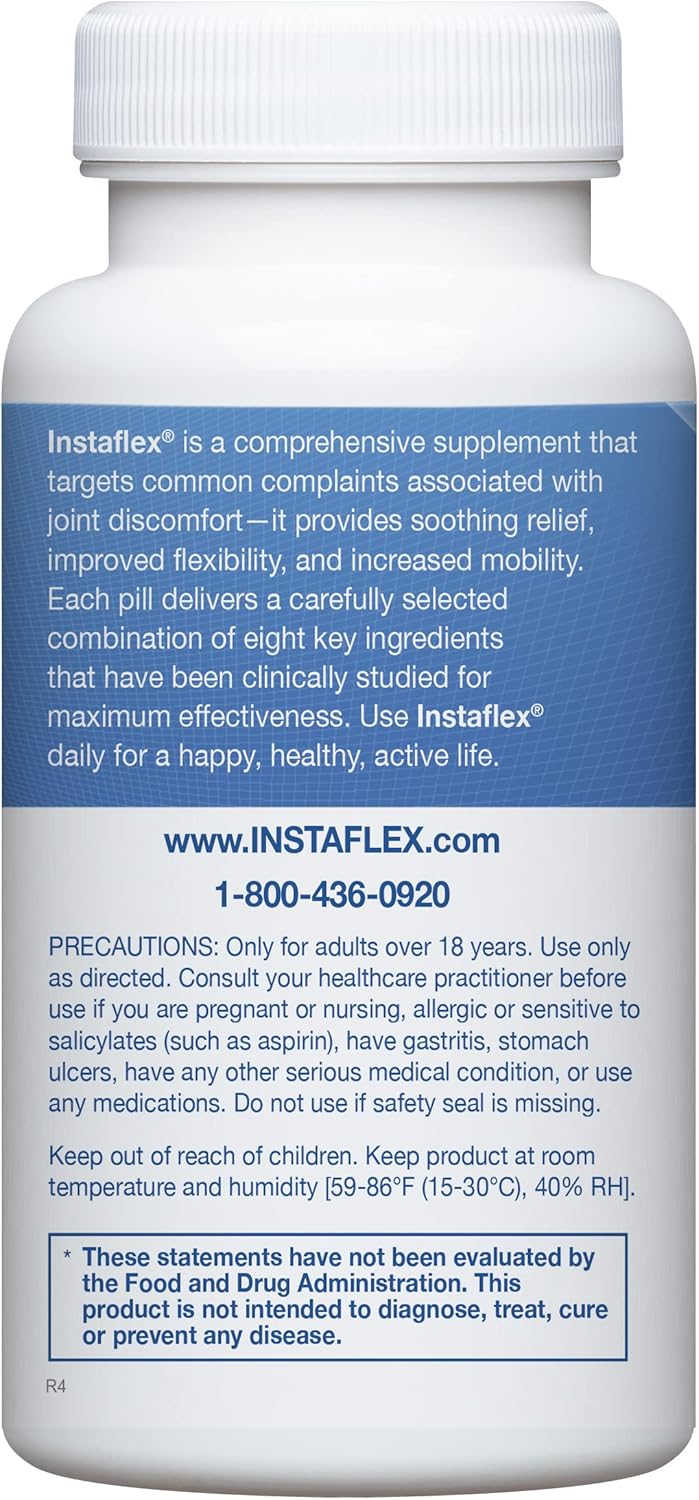 Instaflex Joint Support Supplement - Clinically Studied Joint Relief Blend of Glucosamine, MSM, White Willow, Turmeric, Ginger, Cayenne, Hyaluronic Acid - 180 Capsules