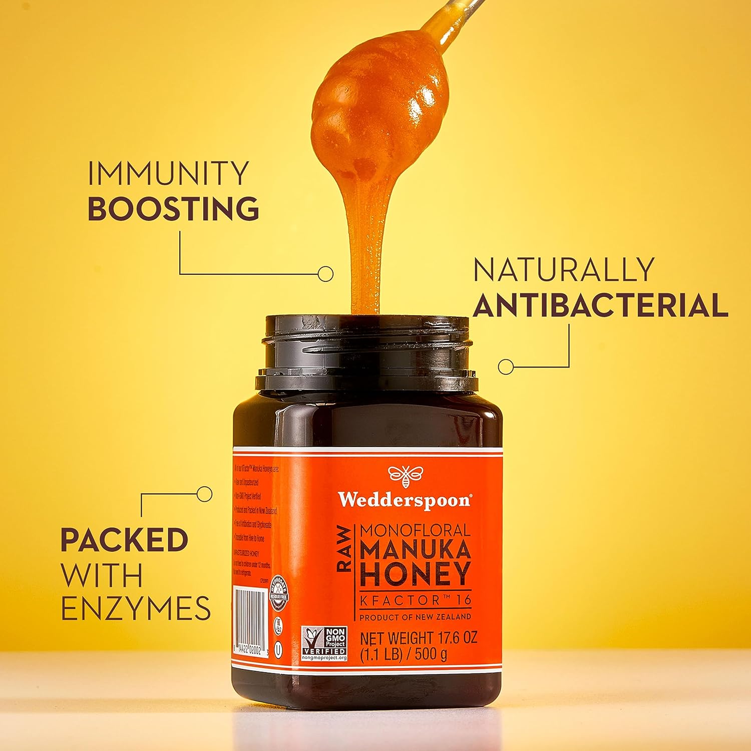 Wedderspoon Raw Premium Unpasteurized Manuka Honey, KFactor 16, 8.8 Oz