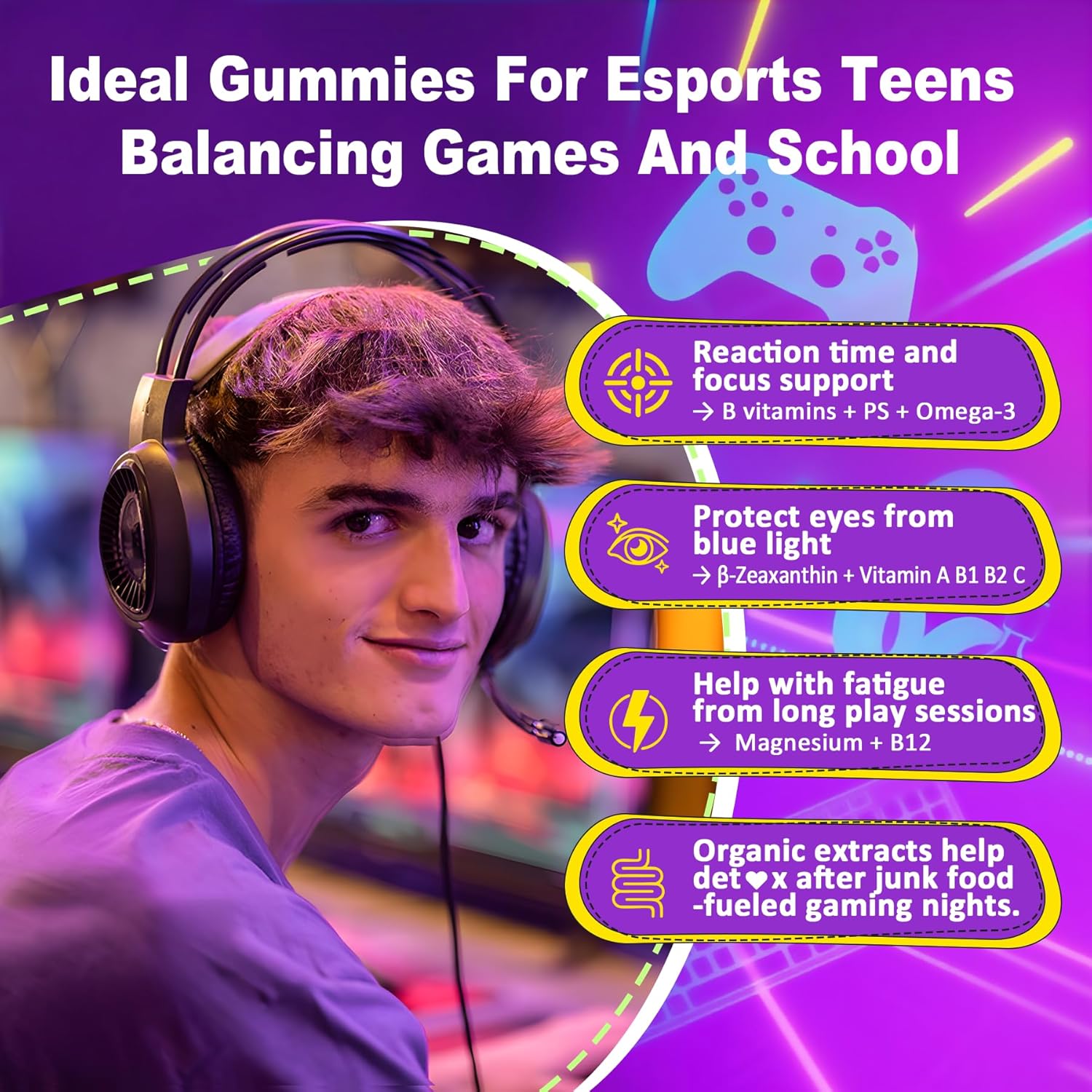 Multivitamin Filled Gummies for Teen Boys Girls 12-17, 18, 19, Kids 10+ Multivitamin with Omega 3, Calcium + Magnesium + Zinc, Multi-Minerals for Adolescent 10-19S Brain, Bone, Energy, Immune