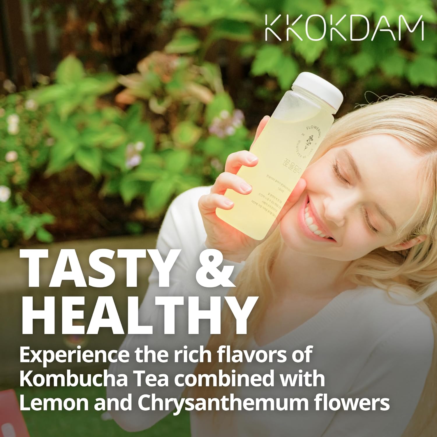 KKOKDAM Kombucha Tea - Lemon & Chrysanthemum Korean Tea - Kombucha Drinks Probiotic Support, Low Calorie, Sugar Free Kombucha Pack - 500g Bulk Pouch