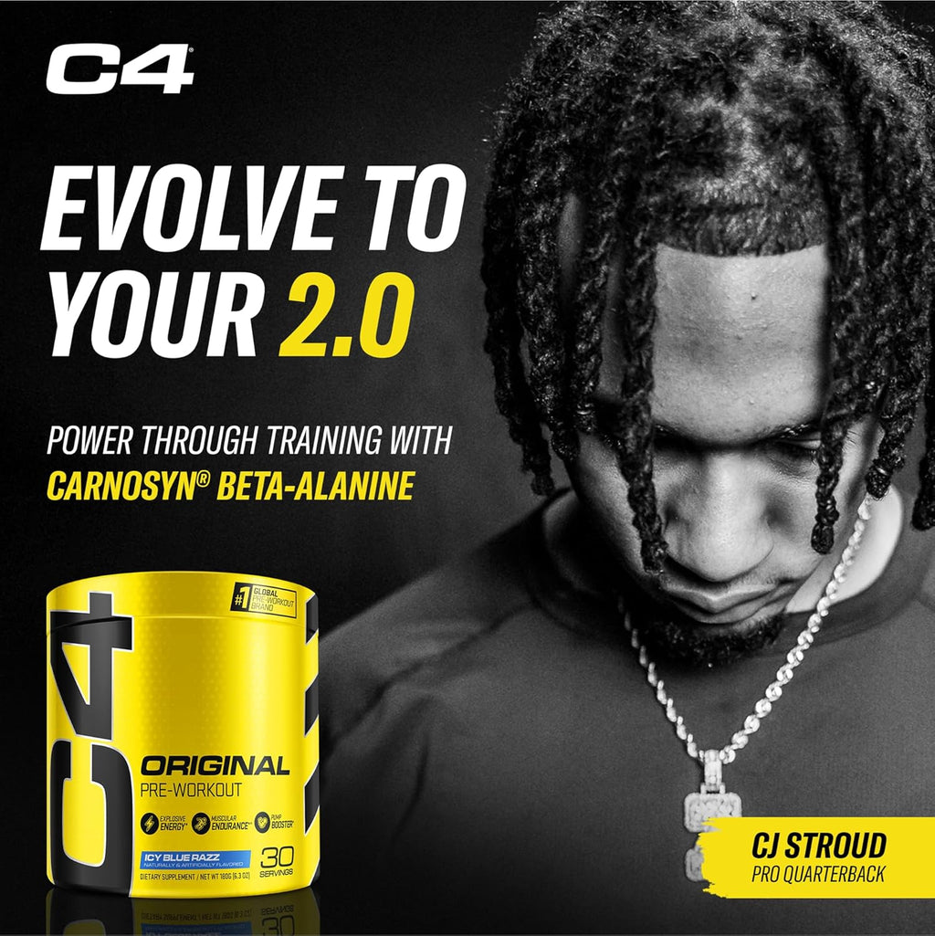 Cellucor C4 Original Pre Workout Powder ICY Blue Razz | Vitamin C for Immune Support | Sugar Free Preworkout Energy for Men & Women | 150mg Caffeine + Beta Alanine + Creatine | 30 Servings
