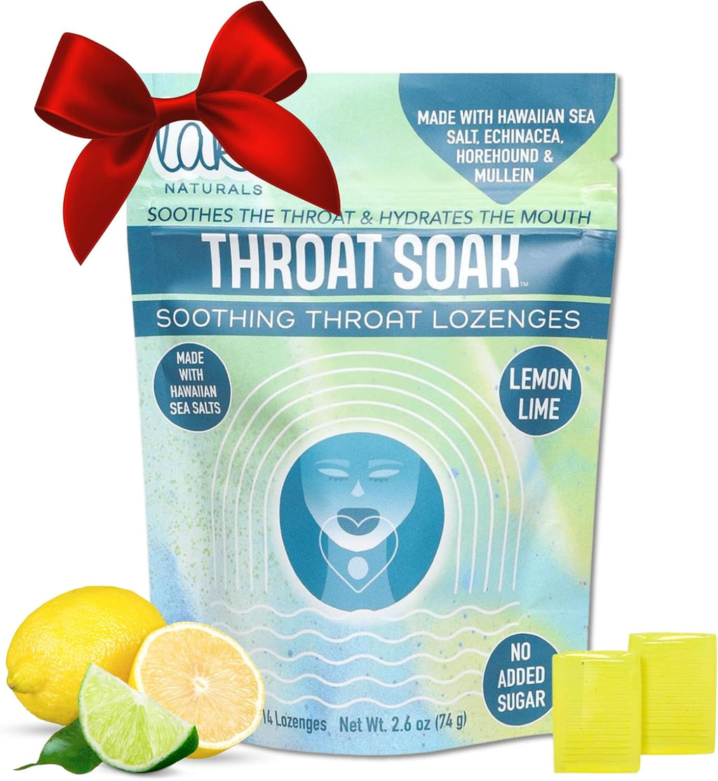 Laki Naturals Throat Soak Herbal Throat Lozenges (2 Pack) – Hawaiian Sea Salt Sore Throat & Dry Mouth Soothing Drops – Vegan, Non-GMO, Sugar-Free & Gluten-Free Sweet and Salty Herbal Candies