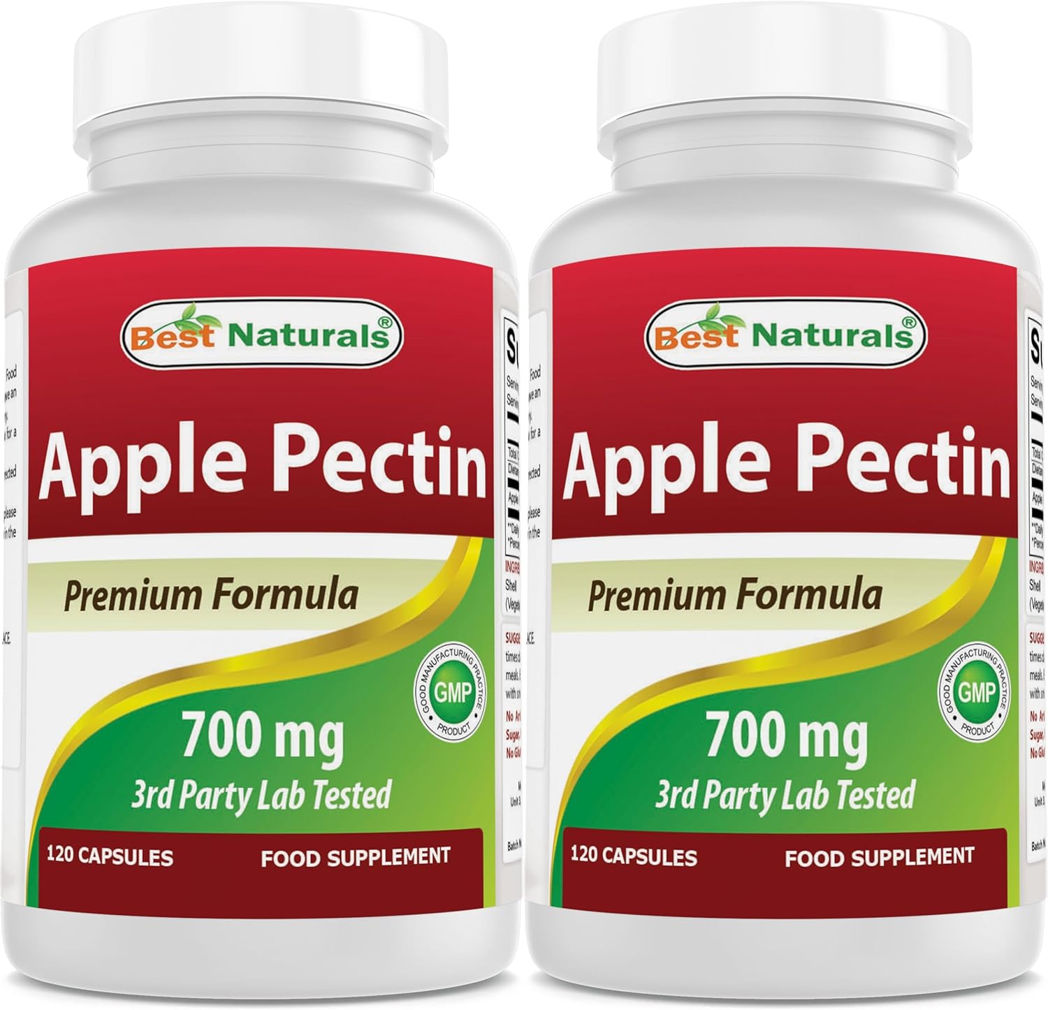 Best Naturals Apple Pectin 700 mg - Dietary Fiber - Intestinal Support - 120 Capsules (120 Count (Pack of 2))