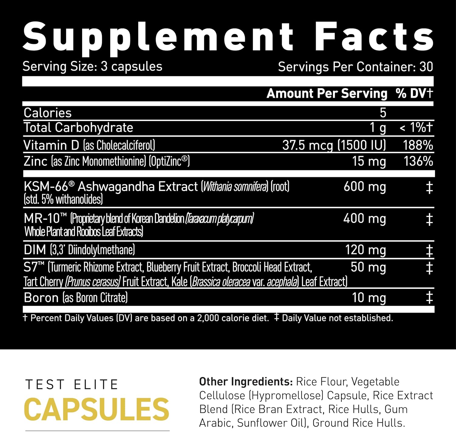 Kaged Test Elite Capsules | Unflavored | Testosterone Booster Ferodrox | Premium Hormone Managment | MR-10, KSM-66 Ashwagandha, S7 Nitric Oxide Booster | Supplements for Men & Women | 30 Servings